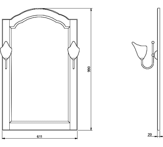 Зеркало ValenHouse АСТЕР-65, ясень, Кальяри А65_ЗК