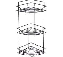 Полка трёхъярусная угловая Milardo Grid, проволока стальная, чёрный матовый, GRICC3BM44