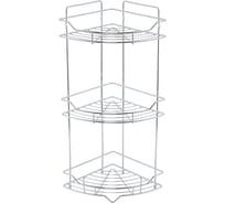 Полка трёхъярусная угловая Milardo проволока стальная, хром, Грид (Grid) GRICC3CM44