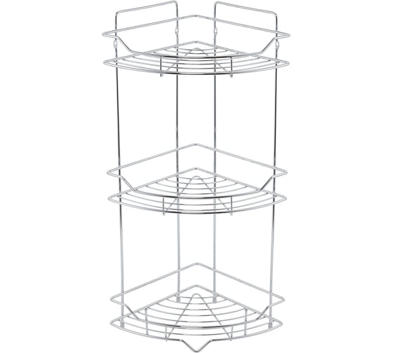 Полка трёхъярусная угловая Milardo Grid, проволока стальная, хром, GRICC3CM44 1