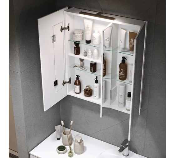 Шкаф зеркальный ALAVANN Cosmetic 75, белый ALV0771001