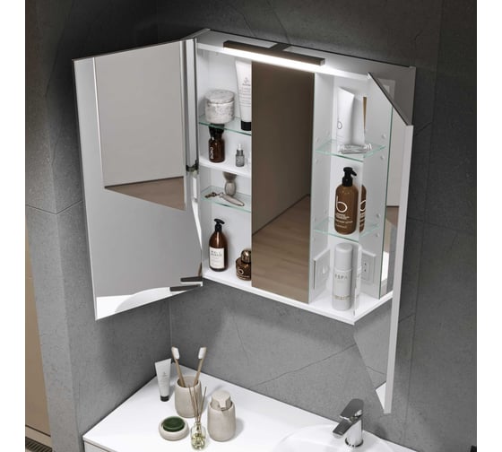 Шкаф зеркальный ALAVANN Cosmetic 75, белый ALV0771001