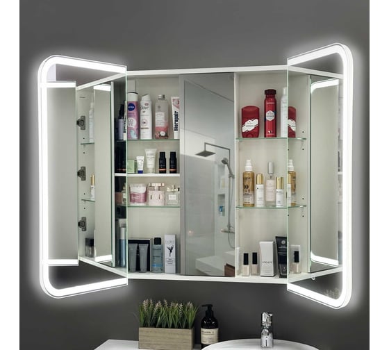 Шкаф зеркальный ALAVANN Cosmetic Light 80, белый ALV1042001