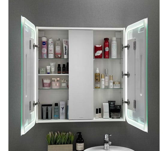 Шкаф зеркальный ALAVANN Cosmetic Light 80, белый ALV1042001