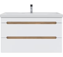 Тумба без раковины RUVANN AQVI 100 в ванную подвесная Дуб вотан, белый Т.AQVI WV.П-100ПР
