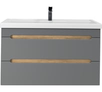 Тумба без раковины RUVANN AQVI 100 в ванную подвесная Графит софт, дуб вотан Т.AQVI.П-100ПР