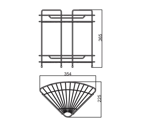 Угловая полка Potato 2 яруса, решетка, белая P370-2W