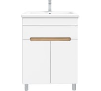 Тумба без раковины RUVANN NIKA 50 в ванную напольная Белая, дуб вотан Т.NIKA-BV.П-50Н