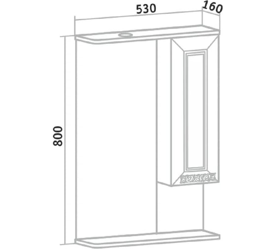 Зеркальный шкаф RUNO Монро 53 правый 00-00000459