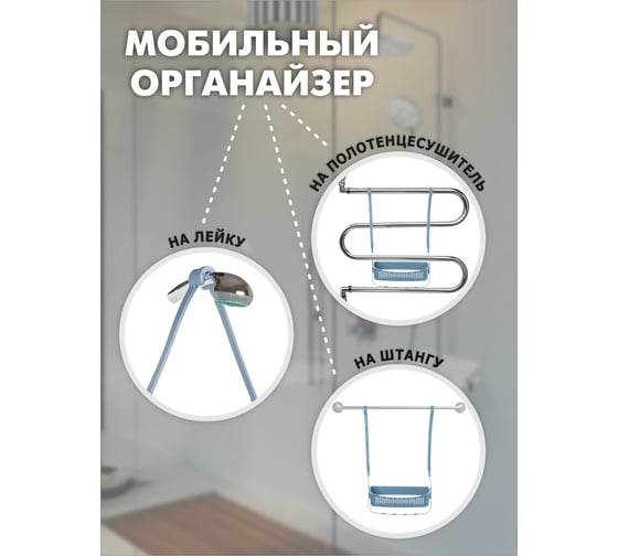 Подвесная полка для душа Raindrops 1-ая, синяя W5682-1b