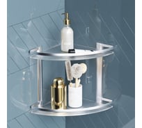 Двухуровневая угловая полка AM.PM Sense L стеклянная, алюминий A7456200