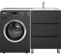 Тумба напольная под стиральную машину uperwood Tanos 60 см, черная, 3 ящика TTanosVMF60B3