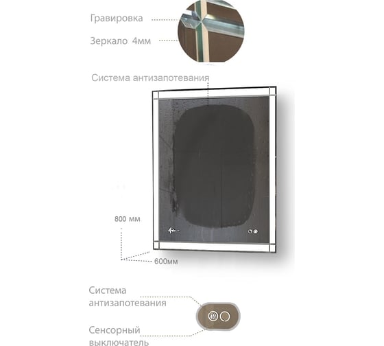 Зеркало для ванной комнаты KVVgroup Verona mv600
