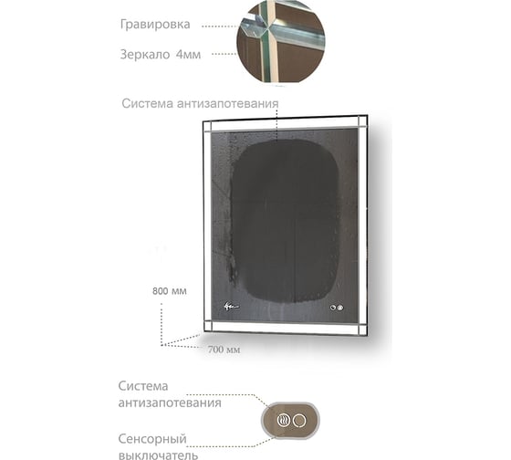 Зеркало для ванной комнаты KVVgroup Verona mv700