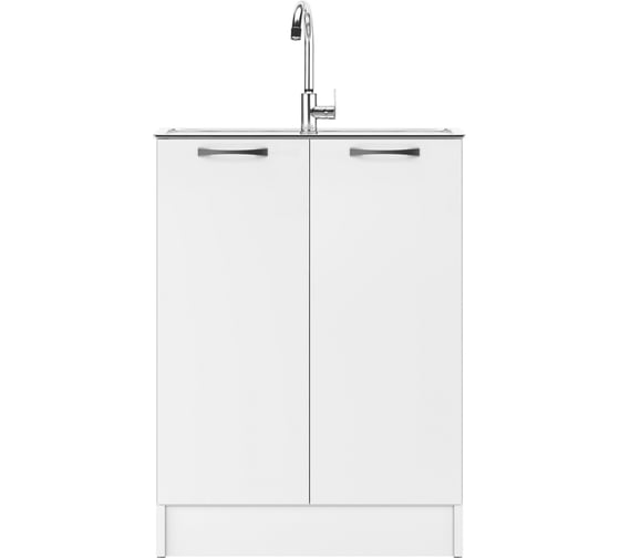 Тумба под нержавеющую мойку Айсберг Домино 60x60 белый D6060BL