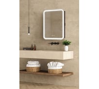 Зеркало-шкаф с подсветкой, часами и подогревом Art&Max ART_MAX PLATINO AM-Pla-600-800-1D-R-DS-FC-H-T-Grey