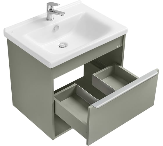 Тумба под раковину AQUATON Хоуп 60, 1 ящик, хаки, 1A287201HP9D0