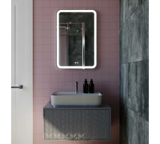 Зеркало MIXLINE Мальта-VOICE 550x800 мм, сенсорный выключатель, управление голосом, подогрев 555676