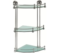 Полка для ванной Аквалиния угловая, стеклянная, 3-х ярусная 08-2203
