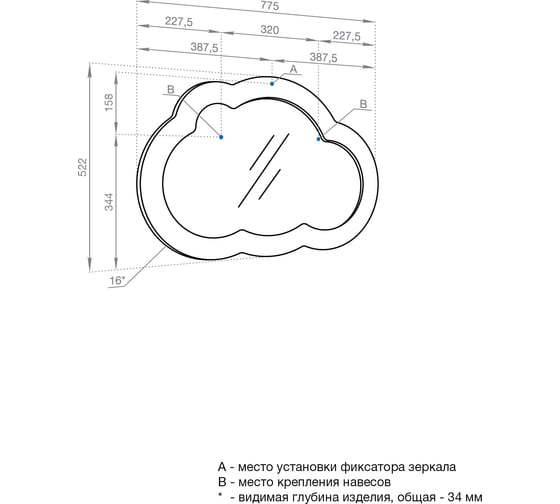 Зеркало AQUATON Каспер Облако белое, матовое 1A283602CRE20