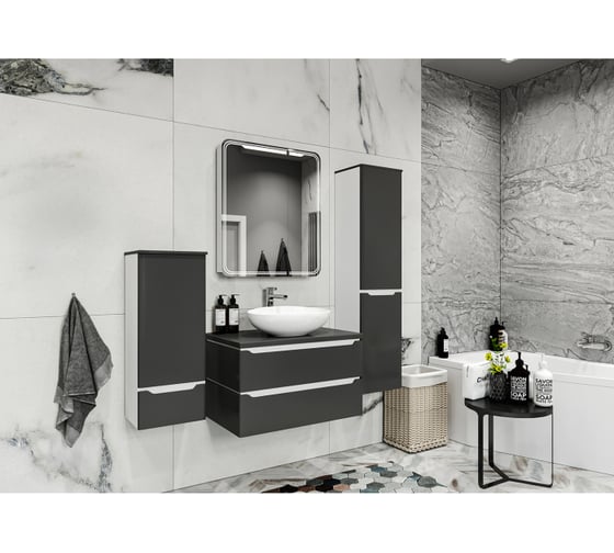 Зеркало шкаф MIXLINE "ВИКТОРИЯ" 700x800 ШВ, 2 створки, левый, светодиодная подсветка 547259