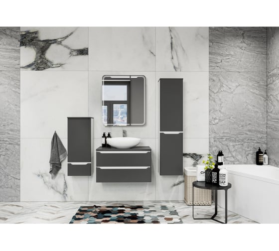 Зеркало шкаф MIXLINE "ВИКТОРИЯ" 700x800 ШВ, 2 створки, левый, светодиодная подсветка 547259