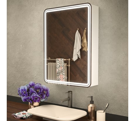 Зеркало шкаф MIXLINE "Адриана" 600x800 ШВ, правый, сенсорный выключатель, светодиодная подсветка 547076