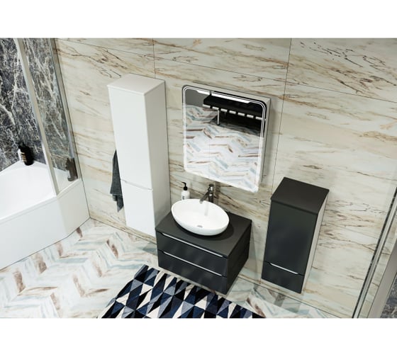 Зеркало шкаф MIXLINE "ВИКТОРИЯ" 700x800 ШВ, 2 створки, правый, светодиодная подсветка 547257