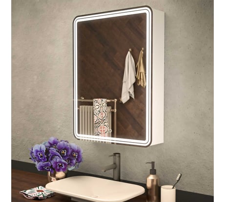 Зеркало шкаф MIXLINE "Адриана" 600x800 ШВ, левый, сенсорный выключатель, светодиодная подсветка 547054