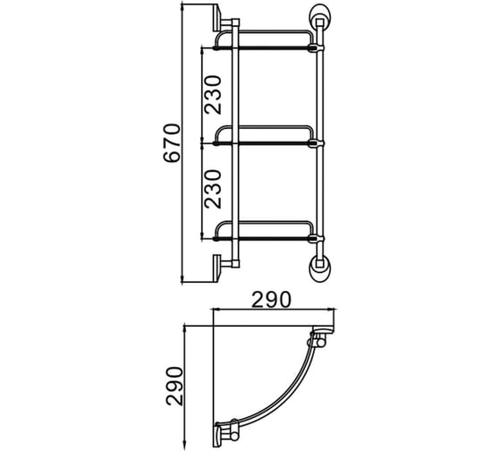 Полка Frap стеклянная 3-ярусная, угловая F1607-3 515461