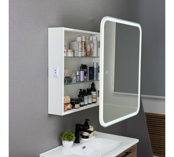 Шкаф зеркальный ALAVANN Cosmetic Light 70 белый ALV1220001