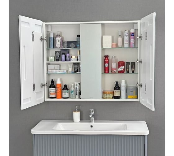 Шкаф зеркальный ALAVANN Cosmetic Light 100 белый ALV1175001