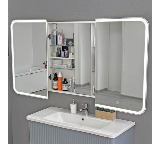Шкаф зеркальный ALAVANN Cosmetic Light 100 белый ALV1175001