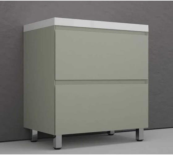 Тумба напольная Style Line Манхэттен 80 ЭМАЛЬ под ASTI 80 2 ящика PLUS олива ЛС-00002373
