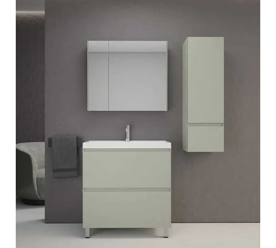Тумба напольная Style Line Манхэттен 80 ЭМАЛЬ под ASTI 80 2 ящика PLUS олива ЛС-00002373