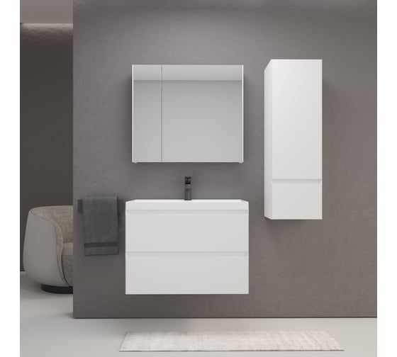Тумба подвесная Style Line Манхэттен 100 ЭМАЛЬ под ASTI 100 2 ящика PLUS белый матовый, ЛС-00002356