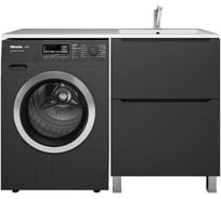 Тумба под стиральную машину Uperwood Tanos 60 см, напольная, черная, 2 ящика TTanosVMF60B2