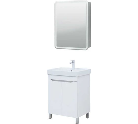 Тумба Logan TWIN 60 с распашными фасадами, белый сатин (разобранная) (351371) 00351371 1