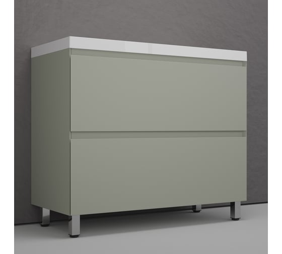 Тумба напольная Манхэттен 100 ЭМАЛЬ под ASTI 100 2 ящика PLUS олива, Style Line ЛС-00002370