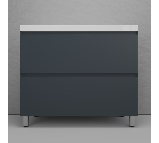 Тумба напольная Манхэттен 100 ЭМАЛЬ под ASTI 100 2 ящика PLUS графит, Style Line ЛС-00002369
