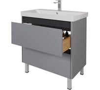 Тумба DREJA LUXURY PLUS 80 см, подвесная/напольная, 2 ящик, серый базальт 99.2032