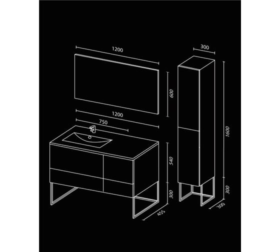 Зеркало SANVIT Панорама black 1200-600-40 zpan120bl