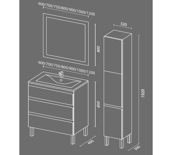 Тумба SANVIT Авеню-3 60 белый глянец kavenu3060w