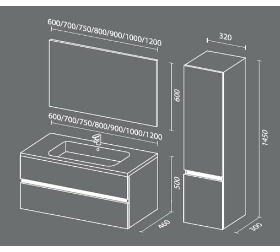 Подвесная тумба SANVIT КУБЭ - 90 - 2 белый глянец kkube2090w