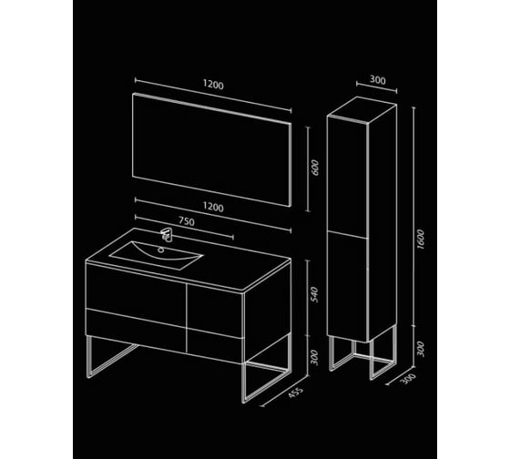 Подвесная тумба SANVIT Лира - 120 белый глянец, L klira2120L