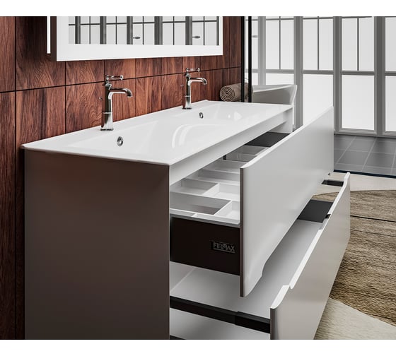 Напольная тумба SANVIT Форма 120 двойная, белый глянец kforman1202w