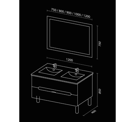 Напольная тумба SANVIT Форма 120 двойная, белый глянец kforman1202w