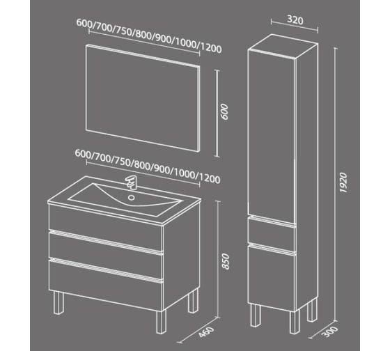 Пенал SANVIT Кубэ -3 К напольный L белый глянец pkube3w