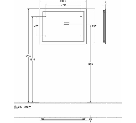 Зеркало Villeroy & Boch Finion 1000x45x750 F6001000