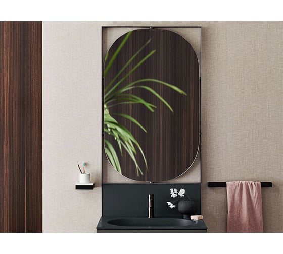 Зеркало с подсветкой CIELO ELLE OVALE 70x110, матовый черный ELSPO NM